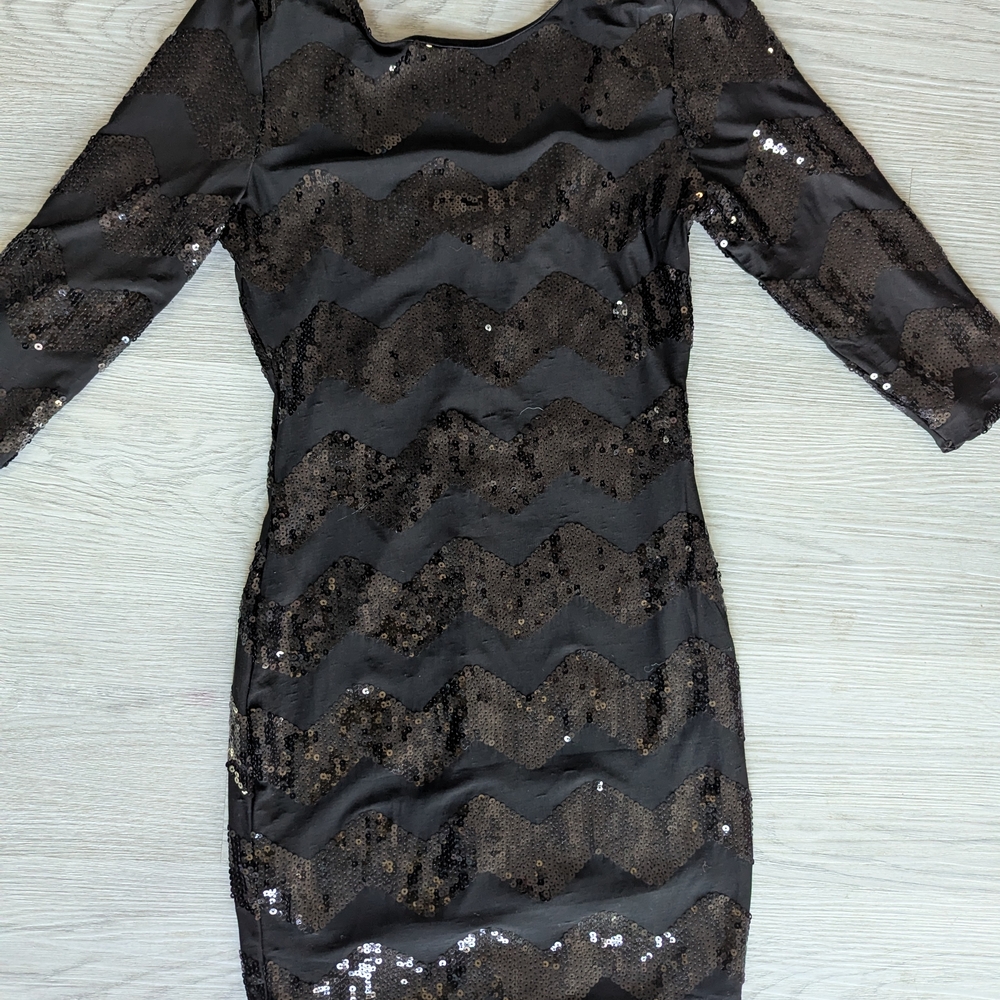 Charlotte Russe Black Sequin Long Sleeve Dress